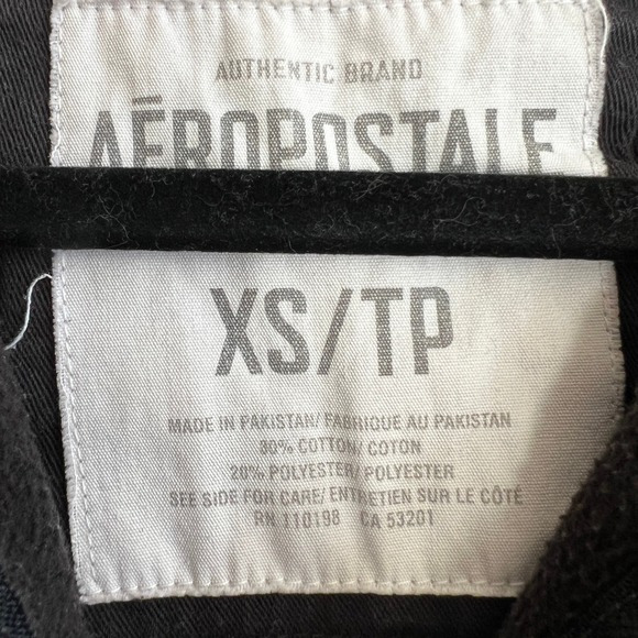 Aeropostale Y2K Hoodie Black Mens Hooded Sweatshirt 1/4" Zip Size XS - Picture 6 of 8